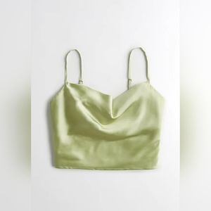 Crop Satin Cowl Neck Cami